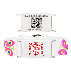 QR Code Child Titanium Medical ID Bracelet White